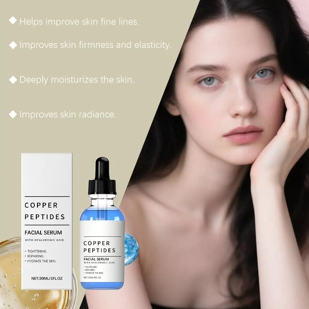 30ml Hyaluronic Acid Gentle Care Facial Serum Tightening Repairing Hydrating Skin Whitening Copper Peptides Moisturizing Essence