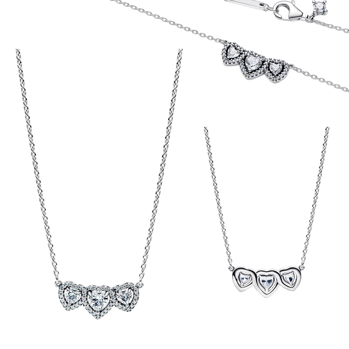 925 Silver Heart Key Pendant Necklace & Floral Gem Ring Set Elegant Couple Jewelry Gift