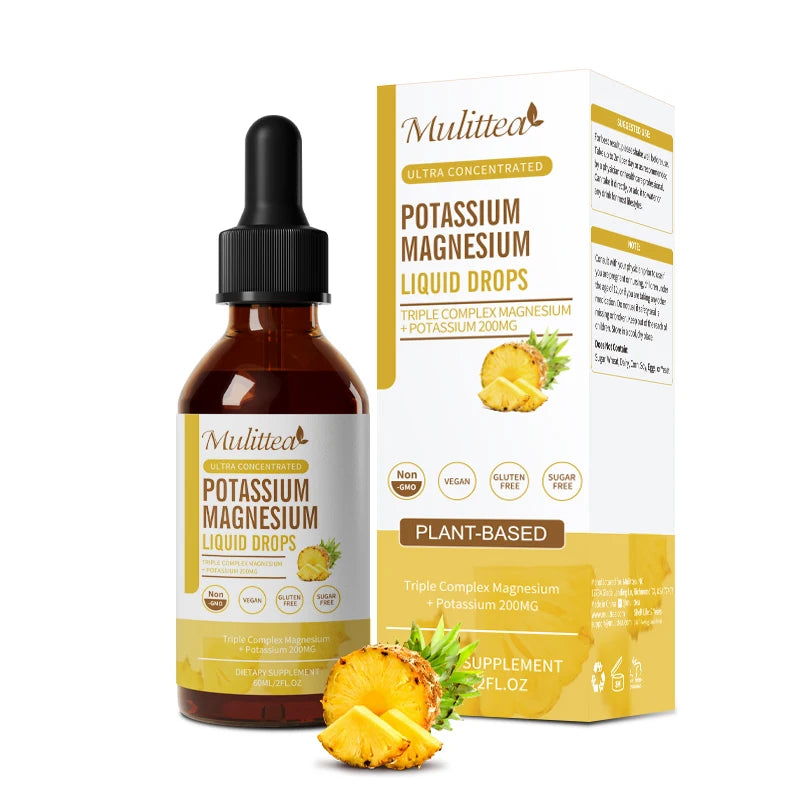 Mulittea Potassium Magnesium Drops With Vitamin D3 And Zinc For Leg Cramps Energy And Metabolism Muscle Bone Support