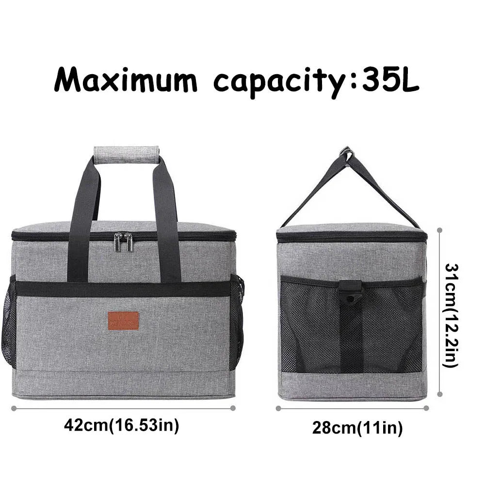 Cooler Bag 35L Large Insulated Lunch Box for Men Women Picnic Bag Portable Tote for Camping BBQ Family Outdoor Activities