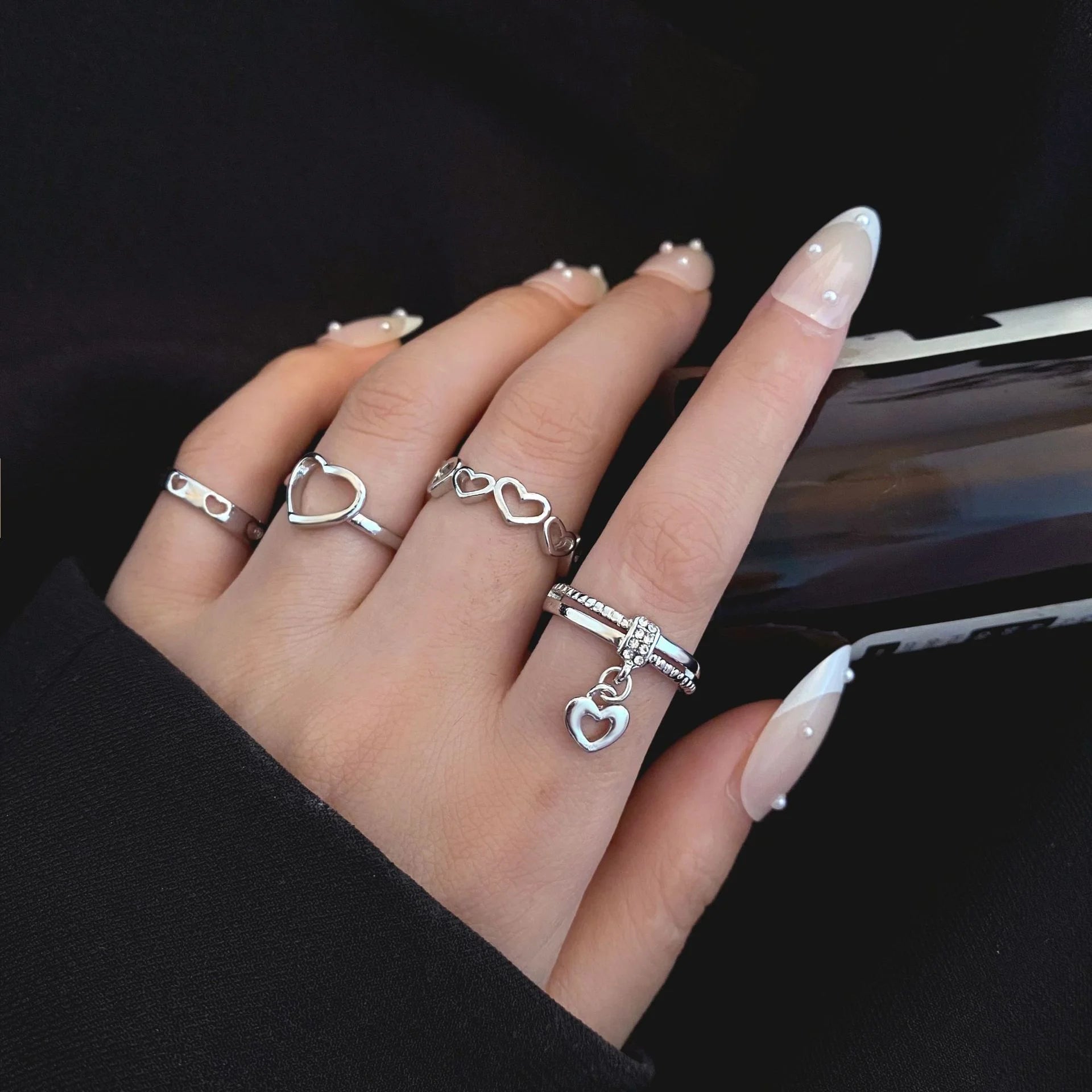 Punk Gothic Skeleton Unisex Ring Set Grunge Butterfly Frog Woman Man Jewelry Hip Hop Party Street Ring 2024 New Jewelry Gift