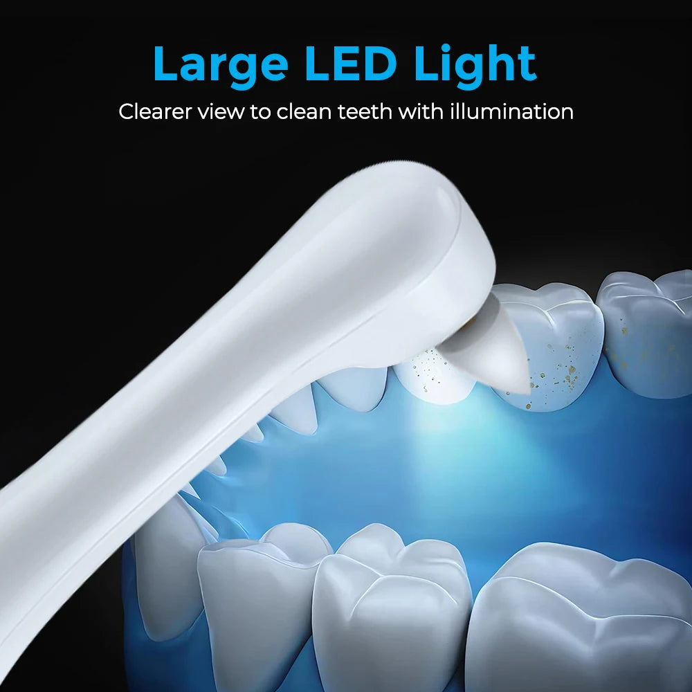 1200RPM Electric Tooth Polisher Teeth Whitening Cleaner 5 Modes with 5 or 6 Brush Heads LED Light Plaque Dental Tartar Remover