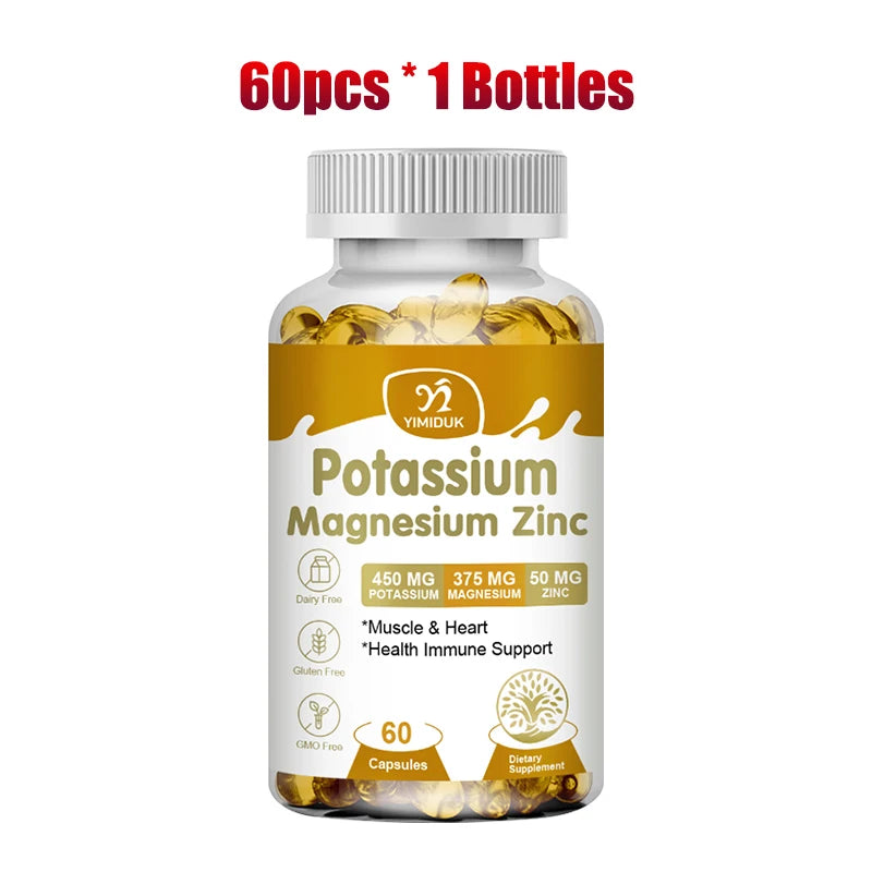 Buy 2 Get 2 Free! Potassium Magnesium Zinc Complex Capsules, Support Potassium Heart Health, Sleep Aid, Immune Booster, Non-Gmo