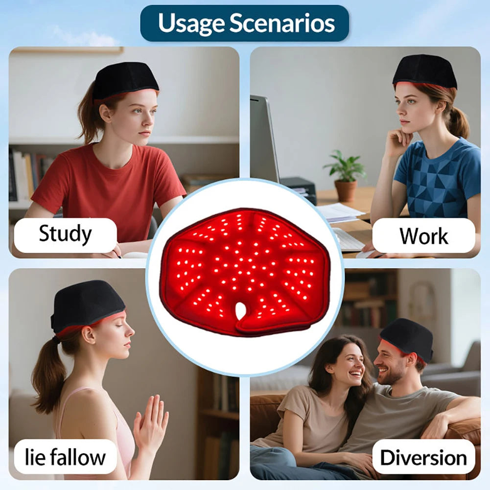 300Pcs Beams hair growth cap 650nm 850nm Red light Near Infrared Therapy Hat Anti Hair Loss Relax scalp Massager Rechargeable