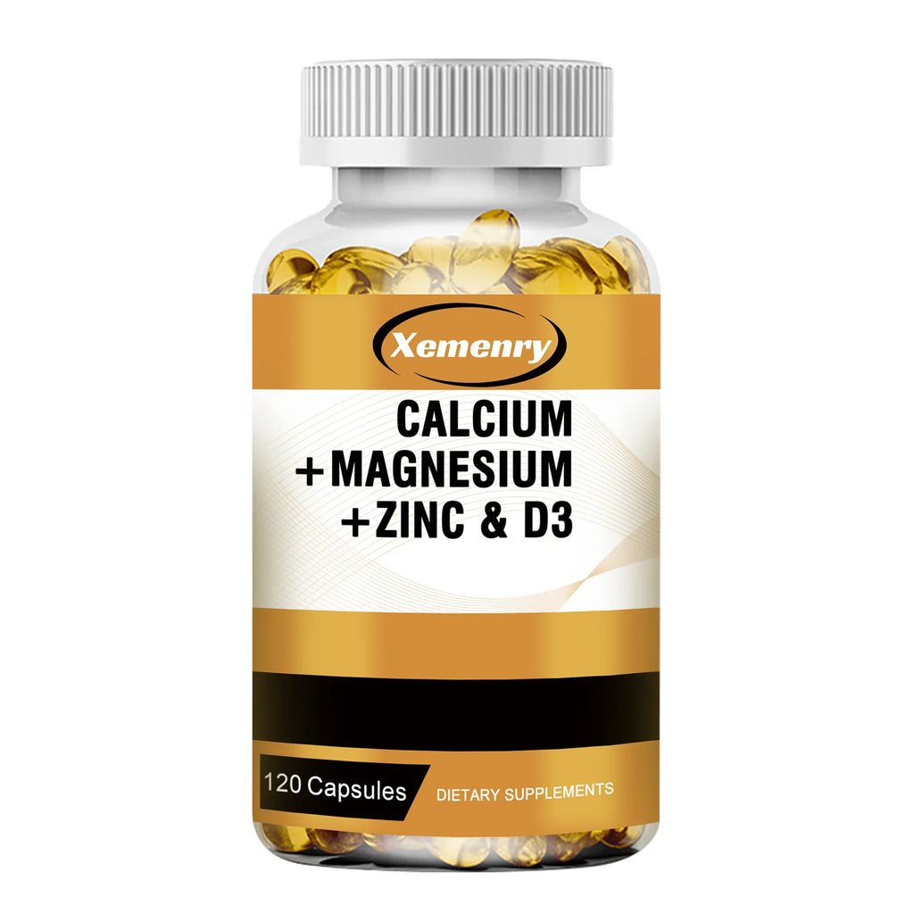 Calcium + Magnesium + Zinc & Vitamin D3 - SupportsMuscle, Bone, Nerve Health and Promotes Calcium Absorption - 120 Capsules