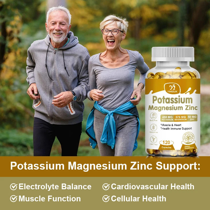 Buy 2 Get 2 Free! Potassium Magnesium Zinc Complex Capsules, Support Potassium Heart Health, Sleep Aid, Immune Booster, Non-Gmo
