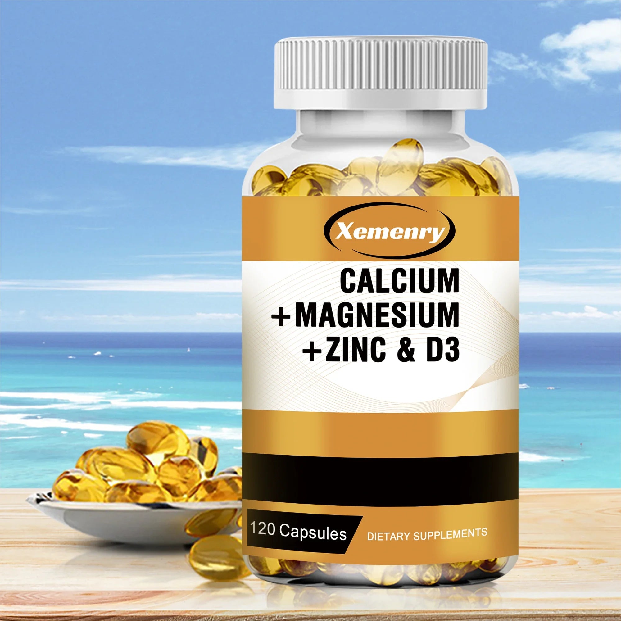 Calcium + Magnesium + Zinc & Vitamin D3 - SupportsMuscle, Bone, Nerve Health and Promotes Calcium Absorption - 120 Capsules