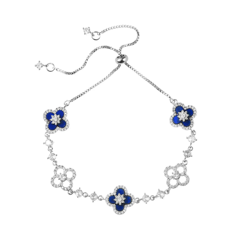 Cherry Blossom Pink Clover Bracelet Elegant Lucky Four-Leaf Flower Jewelry for Women