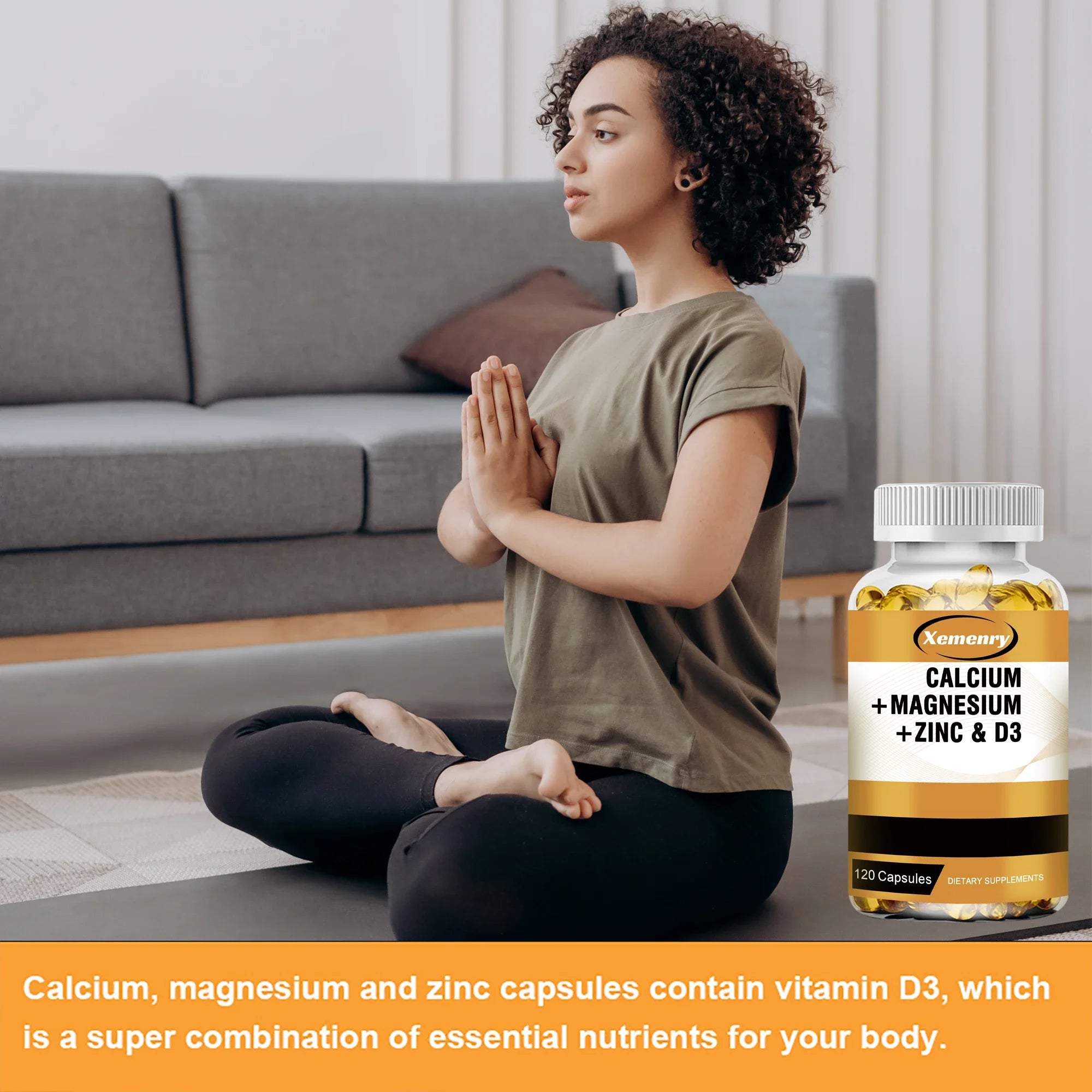 Calcium + Magnesium + Zinc & Vitamin D3 - SupportsMuscle, Bone, Nerve Health and Promotes Calcium Absorption - 120 Capsules