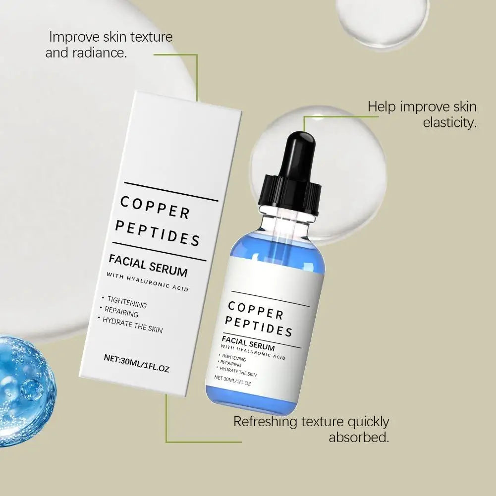 30ml Hyaluronic Acid Gentle Care Facial Serum Tightening Repairing Hydrating Skin Whitening Copper Peptides Moisturizing Essence