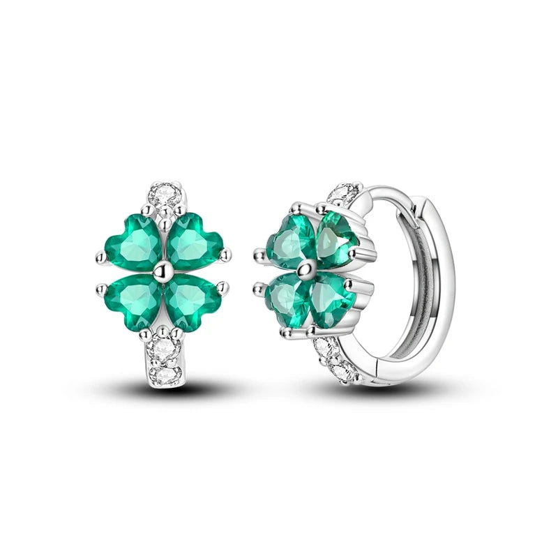 New 925 Sterling Silver Sparkling Zircon Four-Leaf clover Women Earrings Brilliant Wedding Engagement Star Earrings Jewelry Gift