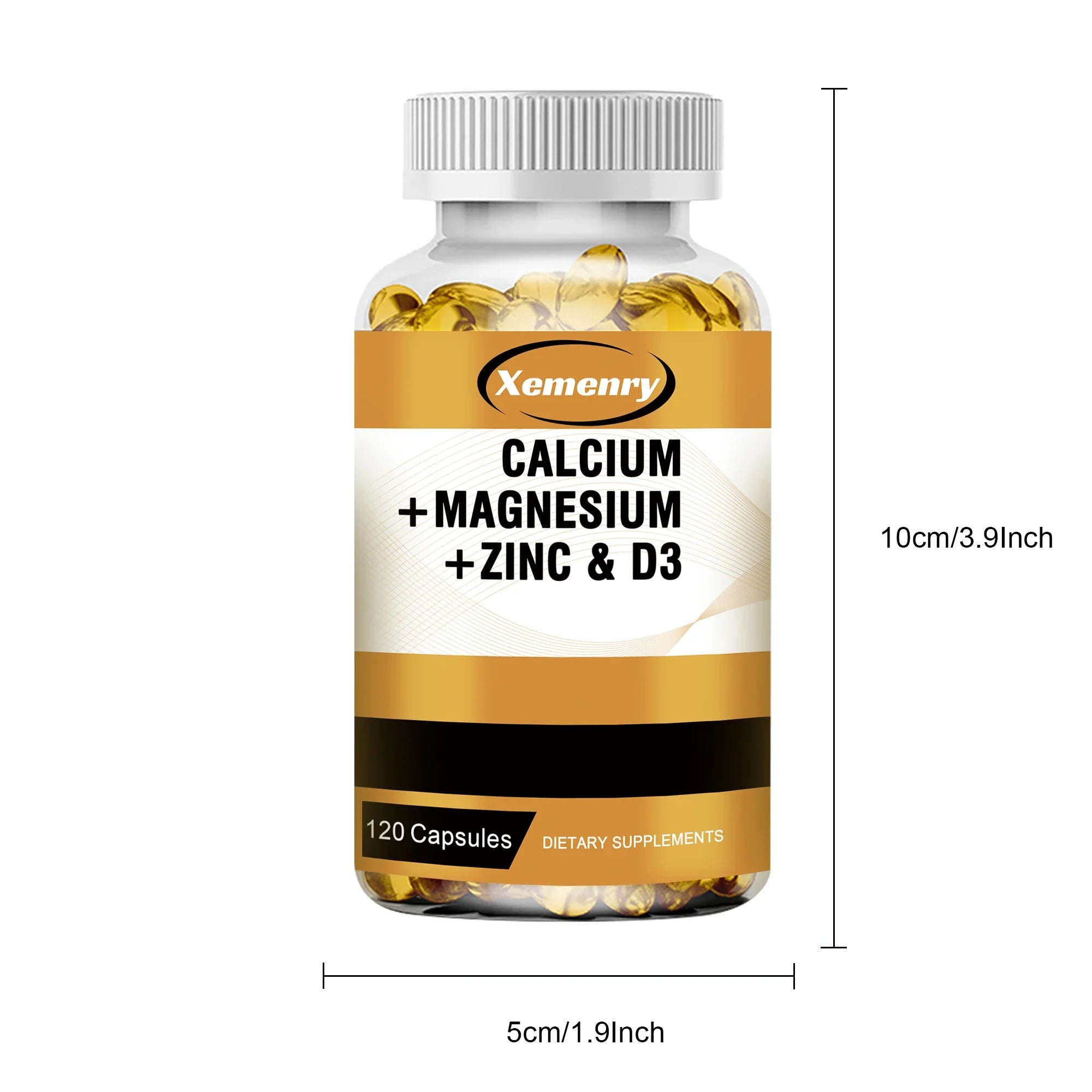 Calcium + Magnesium + Zinc & Vitamin D3 - SupportsMuscle, Bone, Nerve Health and Promotes Calcium Absorption - 120 Capsules