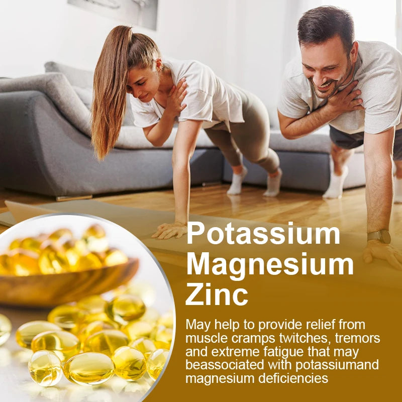 Buy 2 Get 2 Free! Potassium Magnesium Zinc Complex Capsules, Support Potassium Heart Health, Sleep Aid, Immune Booster, Non-Gmo