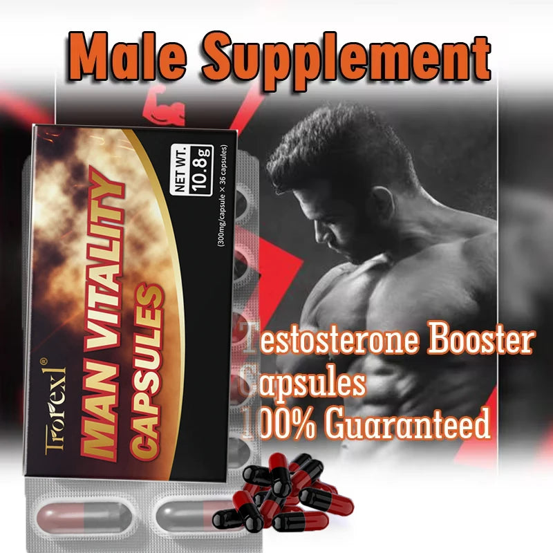 Testosterone Booster for Men, Male Enlargement Pill, Enhance Energy & Endurance, Muscle Growth Supplement
