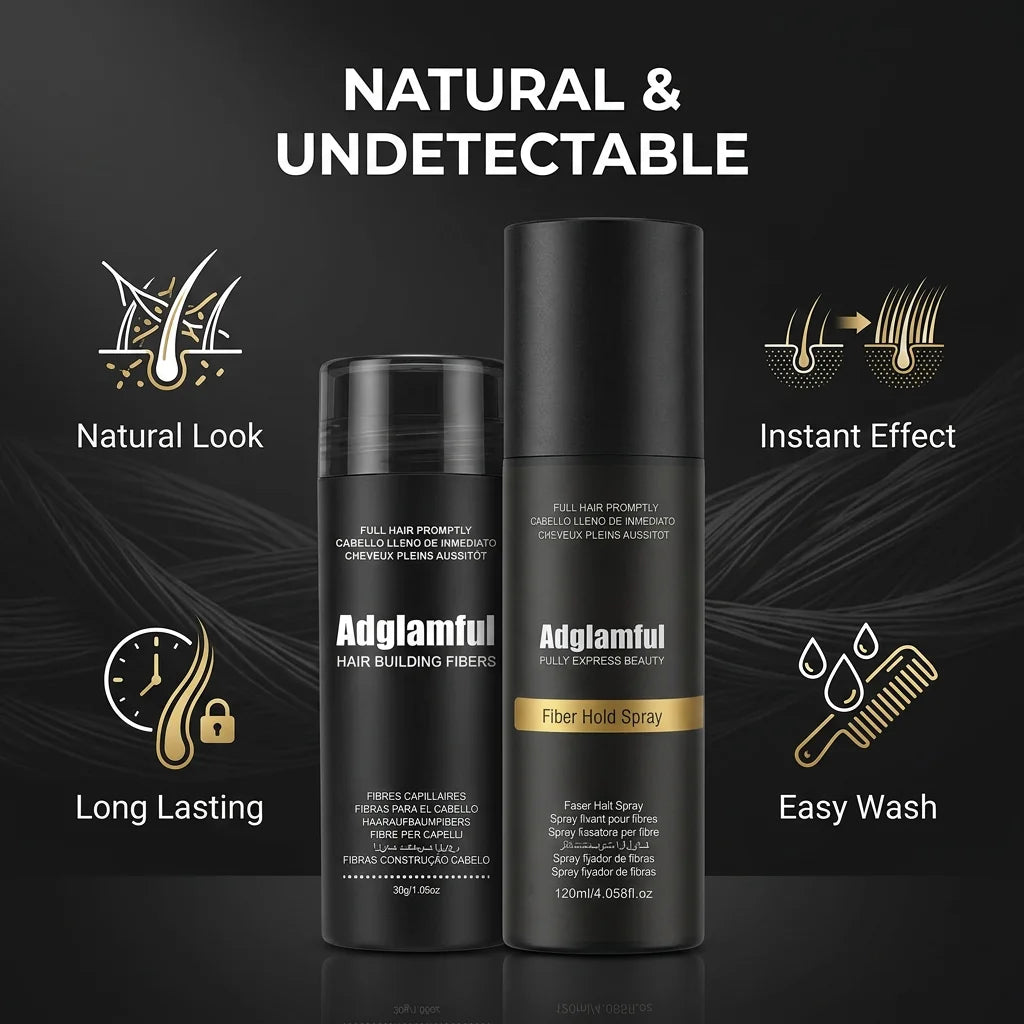 30g Hair Building Fibers & 120ml Fiber Hold Spray Set Instant Natural Hair Concealer for Men Women