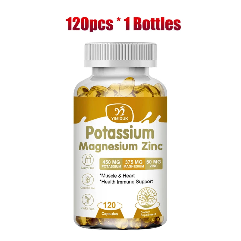 Buy 2 Get 2 Free! Potassium Magnesium Zinc Complex Capsules, Support Potassium Heart Health, Sleep Aid, Immune Booster, Non-Gmo